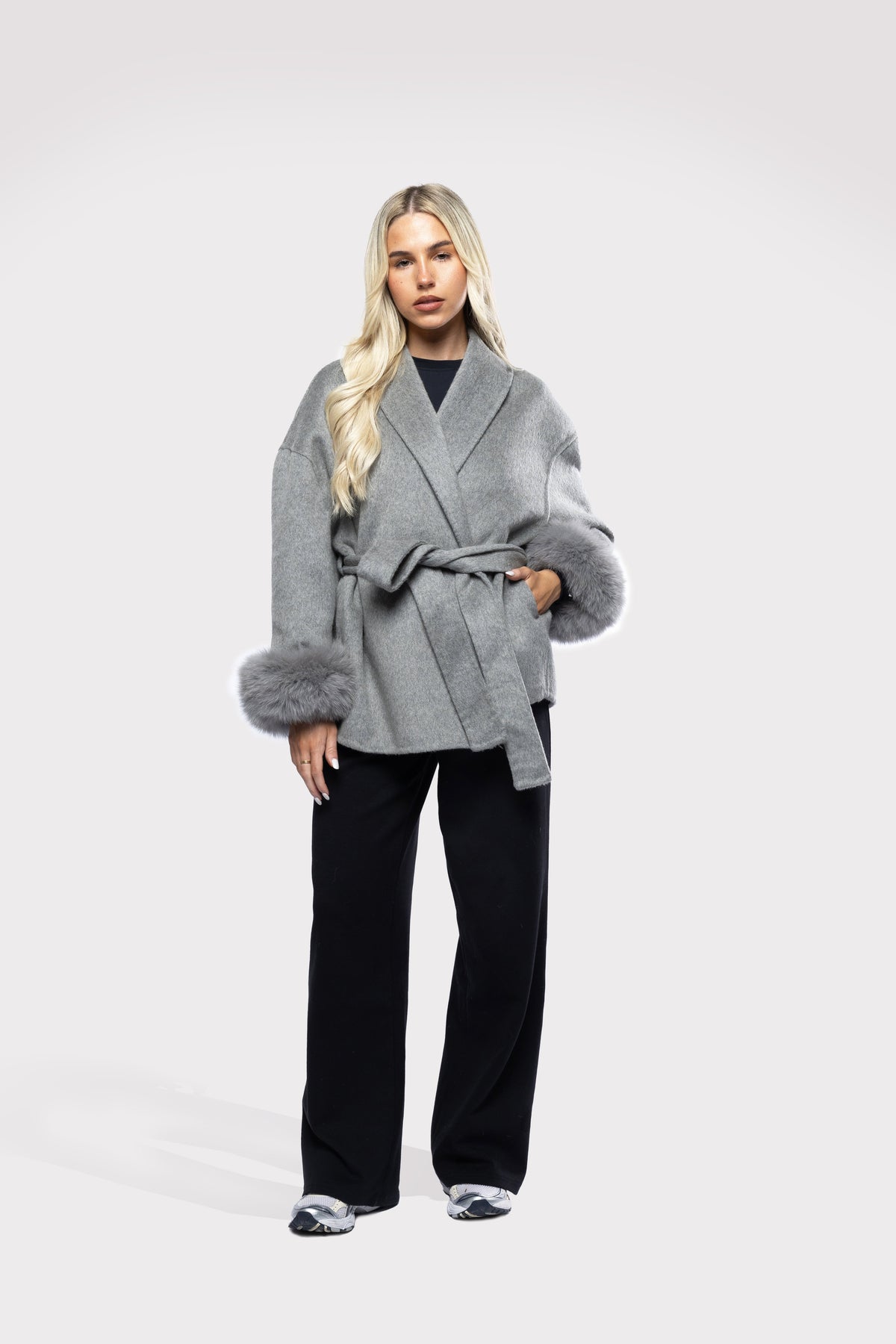 Blazer Aveludado com laço - Grisalho