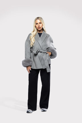 Blazer Aveludado com laço - Grisalho