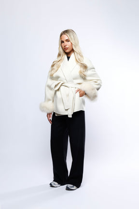 Blazer Aveludado com laço - Off-white